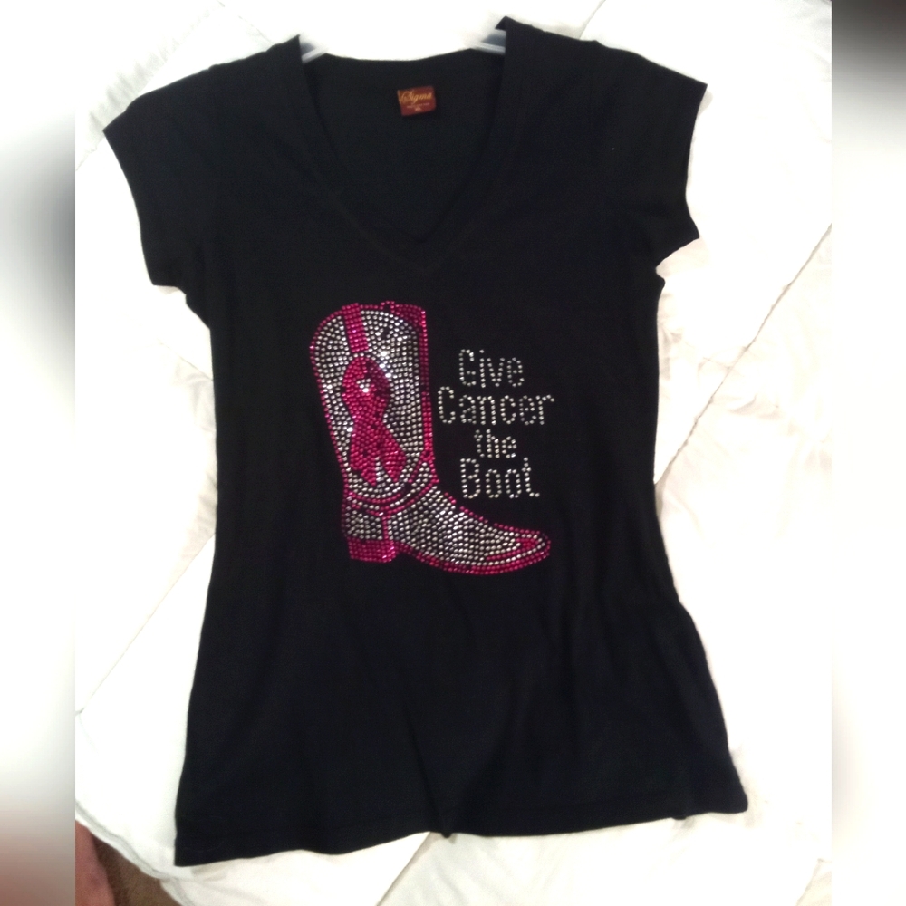 "Give Cancer the Boot" cotton T-shirt - XL